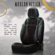 Καλύμματα Αυτοκινήτου Otom Emperor Design Universal Sued / Rachel / Δερματίνη Καπιτονέ Σετ Εμπρός / Πίσω 11 Τεμαχίων Μαύρο Με Κόκκινο Κέντημα EMP-601