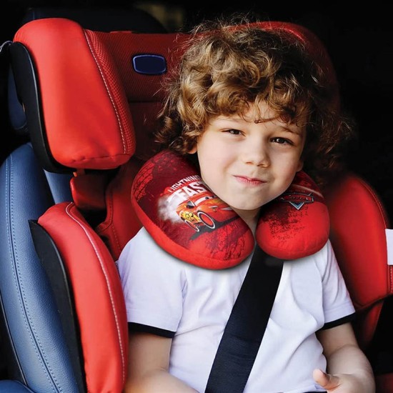 Παιδικό Μαξιλαράκι Αυχένα Ταξιδιού Cars McQueen Lightning Fast 27cm x 23cm Γαλάζιο 1 Τεμάχιο