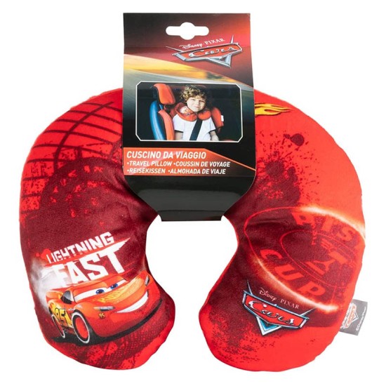 Παιδικό Μαξιλαράκι Αυχένα Ταξιδιού Cars McQueen Lightning Fast 27cm x 23cm Γαλάζιο 1 Τεμάχιο
