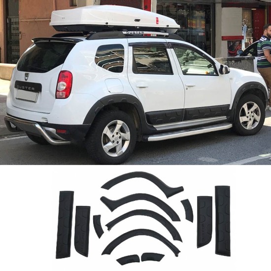 Πλαϊνά Φτερά Τροχών Για Dacia Duster 2010-2017 & Τριμ Πόρτας "Wild Look" Σετ 12 Τεμαχίων
