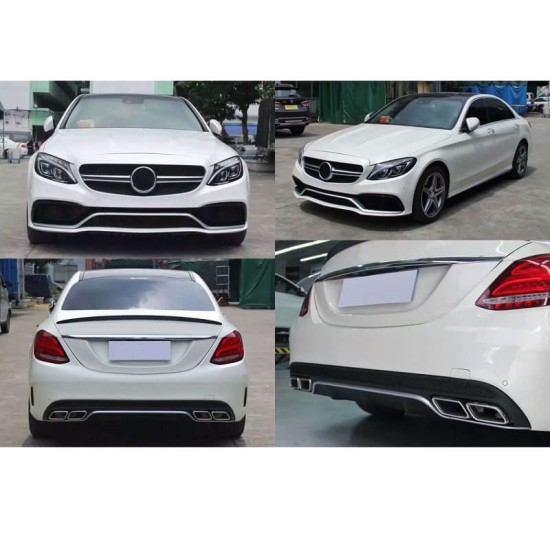 Body Kit Για Mercedes-Benz C-Class W205 14-18 Sedan Amg C63 Look Με Μάσκα & Μπούκες