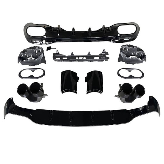 Diffuser Πίσω Προφυλακτήρα Για Mercedes-Benz CLA W118 C118 19+ Amg Look Για Amg Sport Line Προφυλακτήρες Σετ Με Στρογγυλές Μαύρες Μπούκες