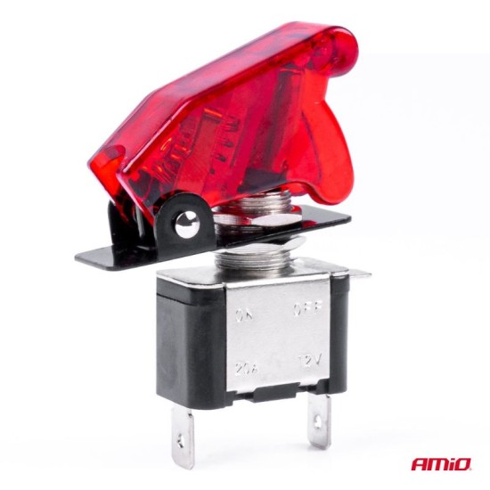 Διακόπτης Αεροπορικού Τύπου ON/OFF Led Μονός 12/24 Volt 20A Φωτιζόμενος Κόκκινος Amio 03095