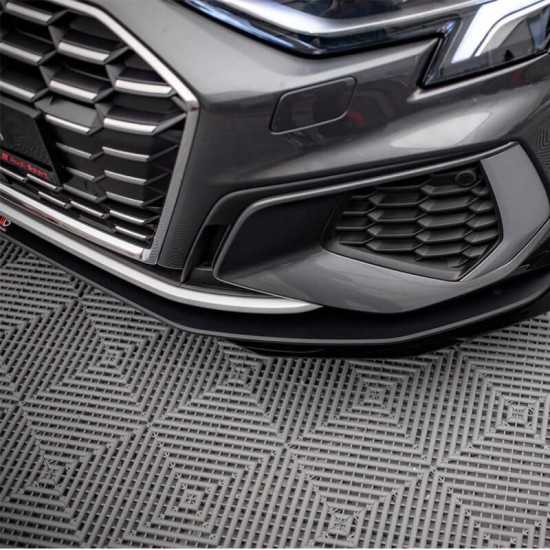 Μπροστινό Spoiler Για Audi A3 8Y 2020+ S3 & S-Line + Flaps Γυαλιστερό Μαύρο Maxton Design