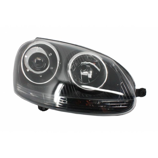 Μπροστινά Φανάρια Set Για Vw Golf V (5) 03-08 Bi-Xenon Projectors GTI / R32 Look Μαύρα H7/H7 Με Μοτέρ & E-Mark Carner