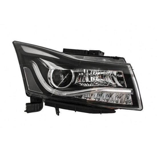 Μπροστινά Φανάρια Set Για Chevrolet Cruze 09-14 Tube DRL & Led Φλας Μαύρα H7/H1 Manual Carner