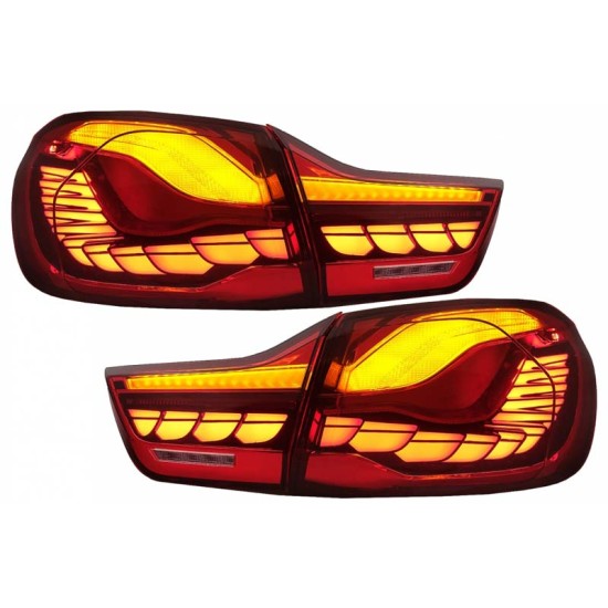 Πισινά Φανάρια Set Για Bmw 4 F32 F33 F36 M4 F82 F83 (2013-03.2019) OLed Dynamic Start Up Κόκκινο/Crystal Vland