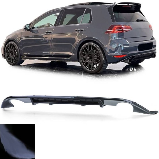 Diffuser Πίσω Προφυλακτήρα Για VW Golf VII (7) 13-17 GTI Με 2 Μονές Εξατμίσεις Δεξια & Αριστερά Γυαλιστερό Μαύρο Από Abs Πλαστικό 1 Τεμάχιο