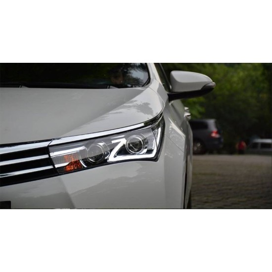 Μπροστινά Φανάρια Set Για Toyota Corolla E170 2014-2017 Led DRL Μαύρα