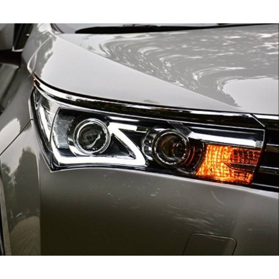 Μπροστινά Φανάρια Set Για Toyota Corolla E170 2014-2017 Led DRL Μαύρα