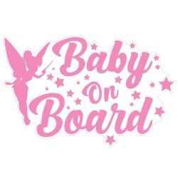 Αυτοκόλλητο Σήμα Αυτοκινήτου ''Baby On Board'' 19.2cm x 12.5cm Ροζ 1 Τεμάχιο