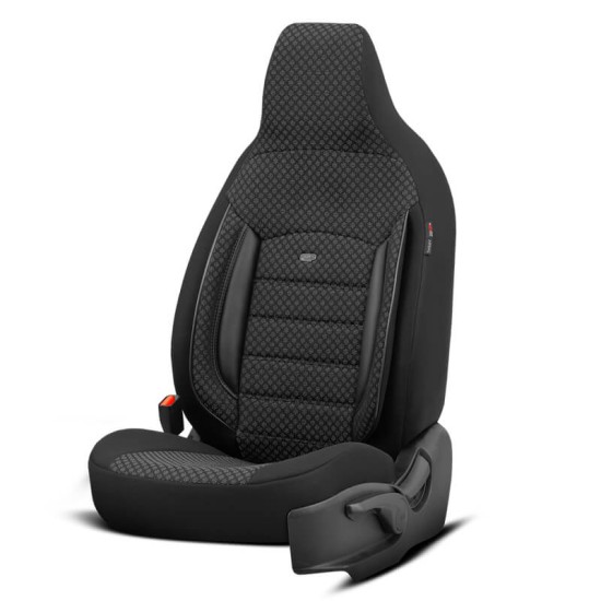Καλύμματα Αυτοκινήτου Otom Sport Plus City Design Universal Βαμβακερό Ύφασμα / Rachel / Δερματίνη Σετ Εμπρός / Πίσω 11 Τεμαχίων  Με Ενσωματωμένα Προσκέφαλα Μαύρο SPTPLS-101CTY