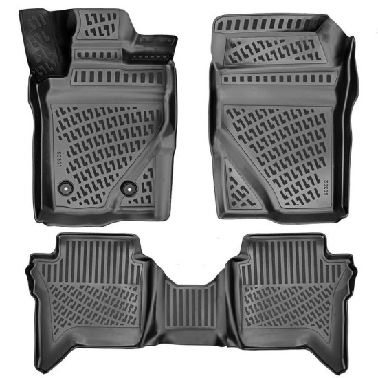 Πατάκια Σκαφάκια 3D Από Λάστιχο TPE Για Ford Ranger & Raptor T9 2023+ , VW Amarok 2023+ Rizline 4 Τεμάχια Μαύρα