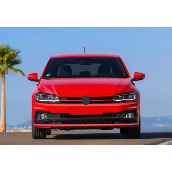 Μπροστινά Φανάρια Set Για Vw Polo AW 17+ DRL Led Tube GTI Look Μαύρα Με Κόκκινη Γραμμή Upgrade Full Led With Motor Carner
