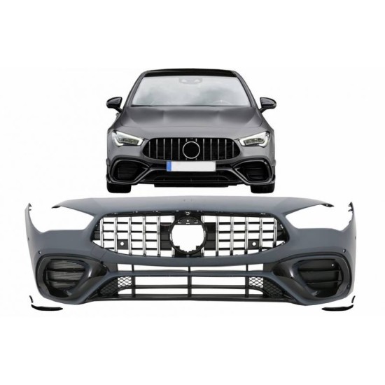 Μπροστινός Προφυλακτήρας Για Mercedes-Benz CLA C118 Sedan X118 Shooting Brake (2019-up) CLA45 Look Με Μάσκα Panamericanal & Canards
