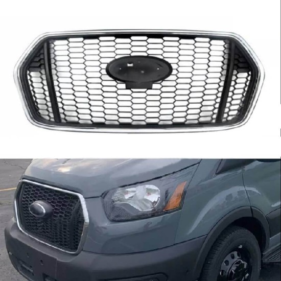 Μάσκα Για Ford Transit 2020-2022 RS Look Honeycomb Μαύρη Με Χρώμιο 1 Τεμάχιο