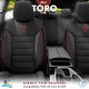 Καλύμματα Αυτοκινήτου Otom Toro Design Universal Βαμβακερό Ύφασμα / Δερματίνη Σετ Εμπρός / Πίσω 11 Τεμαχίων Μαύρο / Κόκκινο ΤRΟ-901