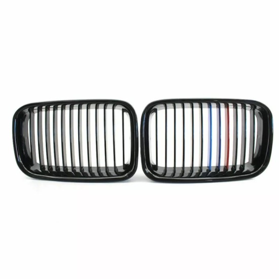 Καρδιές Μάσκας Για Bmw 3 E36 90-96 Με Μονή Γρίλια Tri-color / Μαύρο Γυαλιστερό 2 Τεμάχια