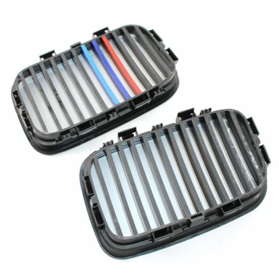 Καρδιές Μάσκας Για Bmw 3 E36 90-96 Με Μονή Γρίλια Tri-color / Μαύρο Γυαλιστερό 2 Τεμάχια