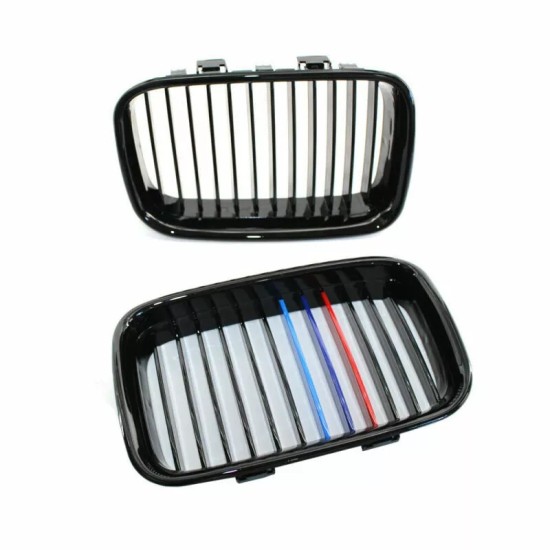 Καρδιές Μάσκας Για Bmw 3 E36 90-96 Με Μονή Γρίλια Tri-color / Μαύρο Γυαλιστερό 2 Τεμάχια