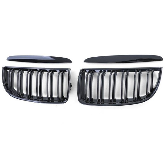 Καρδιές Μάσκας Για Bmw 3 E90 /E91 05-08 M4 Look Με Διπλή Γρίλια Μαύρο Γυαλιστερό 4 Τεμάχια