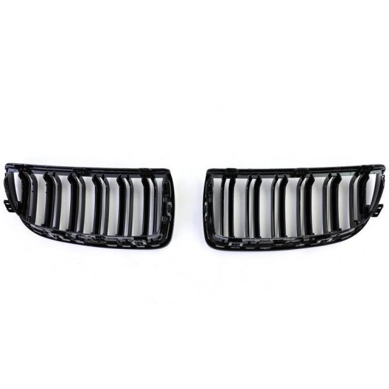 Καρδιές Μάσκας Για Bmw 3 E90 /E91 05-08 M4 Look Με Διπλή Γρίλια Μαύρο Γυαλιστερό 4 Τεμάχια