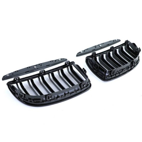 Καρδιές Μάσκας Για Bmw 3 E90 /E91 05-08 M4 Look Με Διπλή Γρίλια Μαύρο Γυαλιστερό 4 Τεμάχια