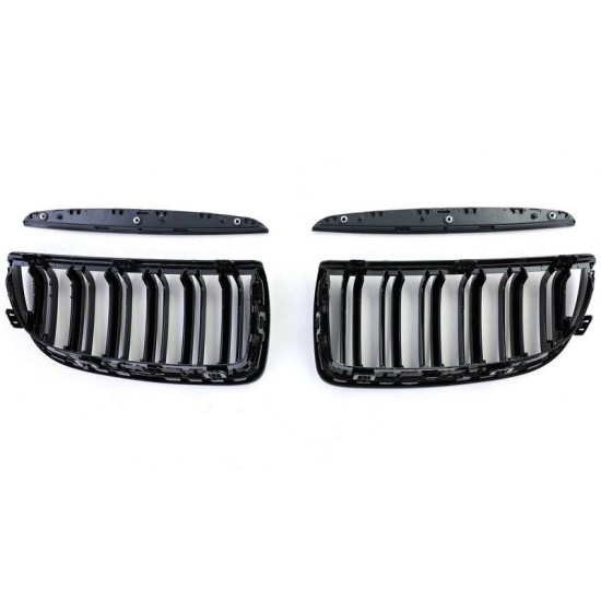 Καρδιές Μάσκας Για Bmw 3 E90 /E91 05-08 M4 Look Με Διπλή Γρίλια Μαύρο Γυαλιστερό 4 Τεμάχια