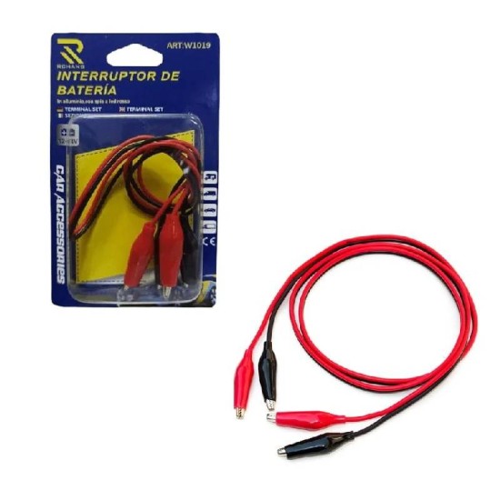 Ακροδέκτες Κροκοδειλάκια Καλωδίων Με Προστασία Μαύρο / Κόκκινο 47cm 2 Τεμάχια