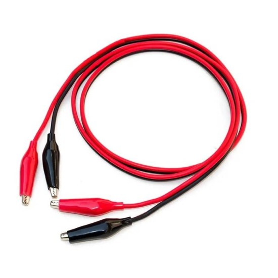 Ακροδέκτες Κροκοδειλάκια Καλωδίων Με Προστασία Μαύρο / Κόκκινο 47cm 2 Τεμάχια