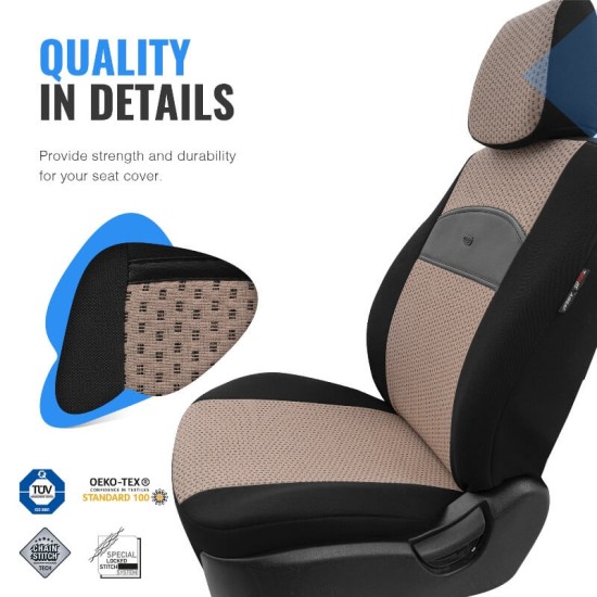 Καλύμματα Αυτοκινήτου Otom Smart Design Universal Ύφασμα / Δερματίνη Σετ Εμπρός / Πίσω 11 Τεμαχίων Μαύρο / Μπεζ SLTSMT106-NZ