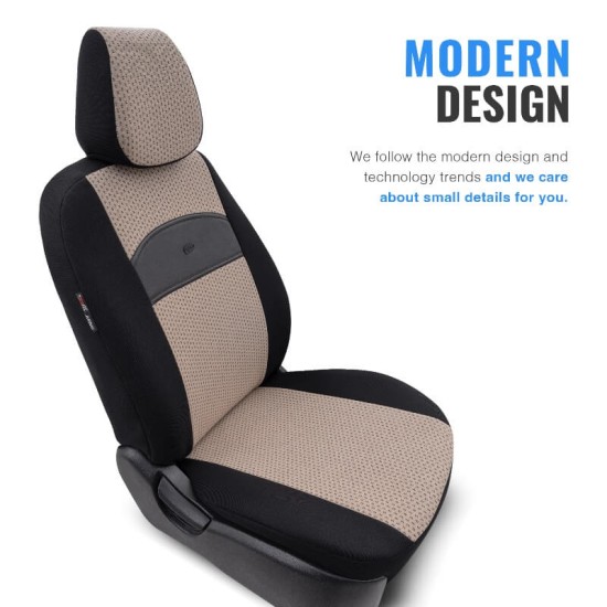 Καλύμματα Αυτοκινήτου Otom Smart Design Universal Ύφασμα / Δερματίνη Σετ Εμπρός / Πίσω 11 Τεμαχίων Μαύρο / Μπεζ SLTSMT106-NZ