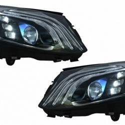 Μπροστινά Φανάρια Set Για Mercedes-Benz C-Class W205 14-20 Upgrade To Maybach Full Led DRL Μαύρα Με Μοτέρ Carner