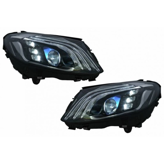 Μπροστινά Φανάρια Set Για Mercedes-Benz C-Class W205 14-20 Upgrade To Maybach Full Led DRL Μαύρα Με Μοτέρ Carner Μπροστινά Φανάρια Set Για Mercedes-Benz C-Class W205 14-20 Upgrade To Maybach Full Led DRL Μαύρα Με Μοτέρ Carner