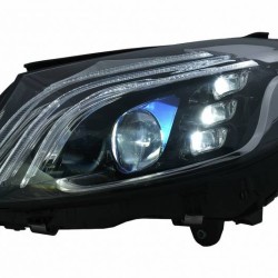 Μπροστινά Φανάρια Set Για Mercedes-Benz C-Class W205 14-20 Upgrade To Maybach Full Led DRL Μαύρα Με Μοτέρ Carner