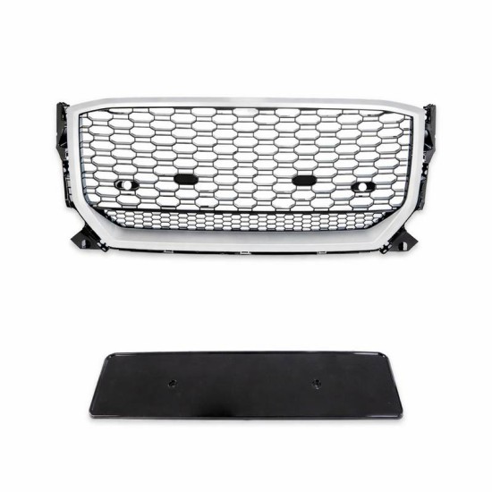 Μάσκα Για Audi Q2 (GA) PreFacelift 2016-2020 RSQ2 Look Κυψελωτή Ασημί /  Μαύρο 1 Τεμάχιο