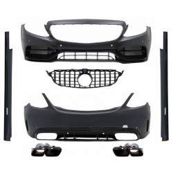 Body Kit Για Mercedes-Benz C-Class W205 14-20 Sedan Amg C63s Facelift Look Με Μάσκα & Μπούκες Black Edition