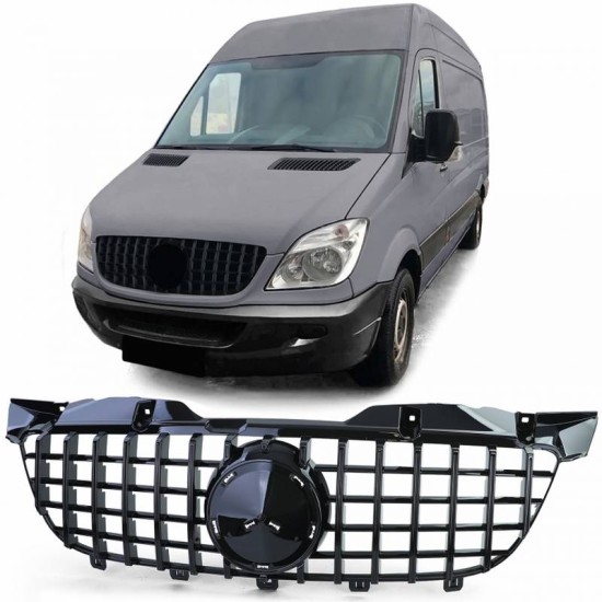 Μάσκα Για Mercedes-Benz Sprinter W906 Pre-Facelift 09-13 GT Amg Panamericana Μαύρο Γυαλιστερό  1 Τεμάχιο