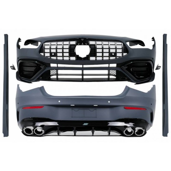 Body kit Για Mercedes-Benz CLA C118 Sedan X118 Shooting Brake (2019-up) CLA45s Amg Look Με Μάσκα & Μπούκες Χρωμίου