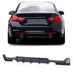 Diffuser Πίσω Προφυλακτήρα Για Bmw 4 F32 Coupe / F33 Cabrio / F36 Gran Coupe 13-21 M-Tech Μαύρο Ματ Με 2 Μονές Τρύπες Εξάτμισης Αριστερά & Δεξιά -0----0-  Από Abs Πλαστικό 1 Τεμάχιο