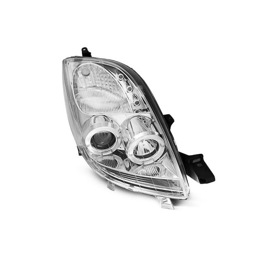 Μπροστινά Φανάρια Set Για Toyota Yaris 06-09 Angel Eyes & Led Χρωμίου H1/H1 Sonar