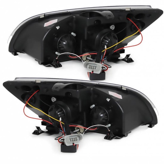 Μπροστινά Φανάρια Set Για Ford Focus 04-08 DRL & Led Φλας Μαύρα H1/H1 JunYan