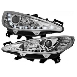 Μπροστινά Φανάρια Set Για Peugeot 207 06-12 DRL Χρωμίου H7/H1 Sonar
