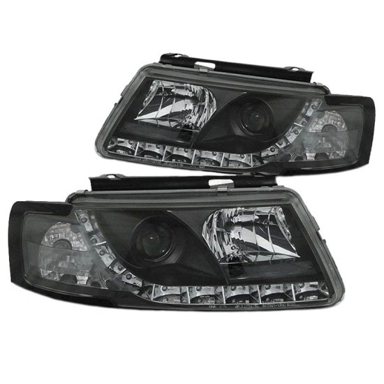 Μπροστινά Φανάρια Set Για Vw Passat 3B 96-00 DRL Μαύρα H1/H1 Sonar