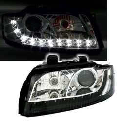 Μπροστινά Φανάρια Set Για Audi A4 B6 00-04 DRL Μαύρο/Χρώμιο H7 Depo Μπροστινά Φανάρια Set Για Audi A4 B6 00-04 DRL Μαύρο/Χρώμιο H7 Depo