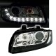 Μπροστινά Φανάρια Set Για Audi A4 B6 00-04 DRL Μαύρο/Χρώμιο H7 Depo