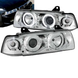 Μπροστινά Φανάρια Set Για Bmw 3 E36 90-99 Sedan / Compact / Touring Angel Eyes & Led Χρωμίου H1/H1 Sonar Μπροστινά Φανάρια Set Για Bmw 3 E36 90-99 Sedan / Compact / Touring Angel Eyes & Led Χρωμίου H1/H1 Sonar