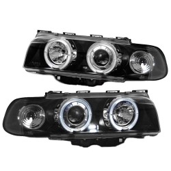 Μπροστινά Φανάρια Set Για Bmw 7 E38 94-98 Angel Eyes & Led Μαύρα H1/H1 Manual Sonar Μπροστινά Φανάρια Set Για Bmw 7 E38 94-98 Angel Eyes & Led Μαύρα H1/H1 Manual Sonar