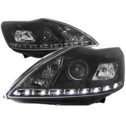 Μπροστινά Φανάρια Set Για Ford Focus 08-11 DRL Μαύρα H7/H1 Manual Sonar