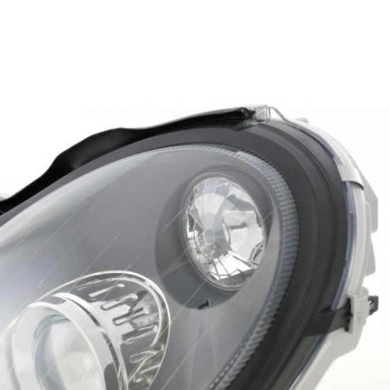 Μπροστινά Φανάρια Set Για Mercedes-Benz C-Class W203 00-07 Projectors Μαύρα H7/H7 Με Ρυθμιστή Αέρος Depo